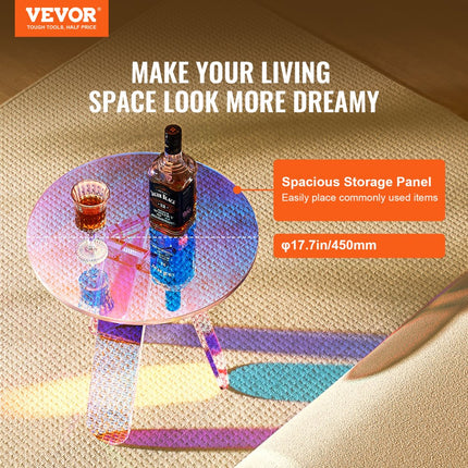 VEVOR acryl bijzettafel φ45 x 48 cm, kleurrijke acryl bijzettafel, bartafel gemakkelijk schoon te maken, acryl salontafel voor koffie, drankjes, eten, snacks, salontafel voor woonkamer, slaapkamer enz.