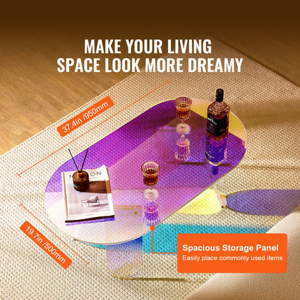 VEVOR acryl bijzettafel 95 x 50 cm, kleurrijke acryl bijzettafel, bartafel gemakkelijk schoon te maken, acryl salontafel voor koffie, drankjes, eten, snacks, salontafel voor woonkamer, slaapkamer etc.