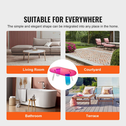 VEVOR acryl bijzettafel 95 x 50 cm, kleurrijke acryl bijzettafel, bartafel gemakkelijk schoon te maken, acryl salontafel voor koffie, drankjes, eten, snacks, salontafel voor woonkamer, slaapkamer etc.