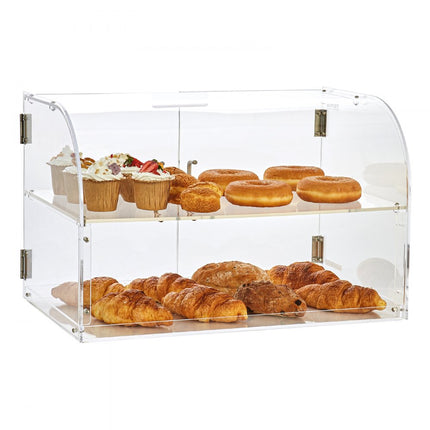 VEVOR 3-laags gebaksvitrine, commerciële bakkerijvitrine 558 x 356 x 356 mm, acrylvitrine met stevige dubbele scharnieren, bakkerij-patisserievitrine voor donutbagels, cakes, koekjes enz.