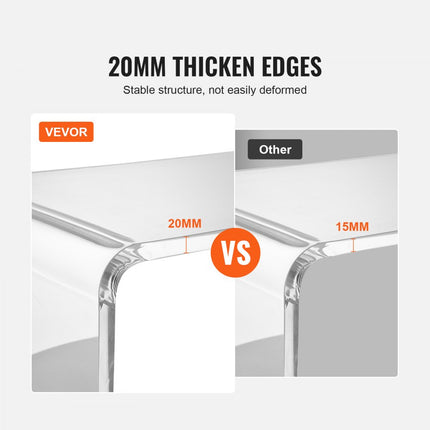 VEVOR U-vormige bijzettafel 964 x 381 x 740 mm, U-vormige acryltafel bijzettafel, transparante salontafel voor drankjes, eten, snacks, gebruikt in woonkamer, slaapkamer, studeerkamer, etc.