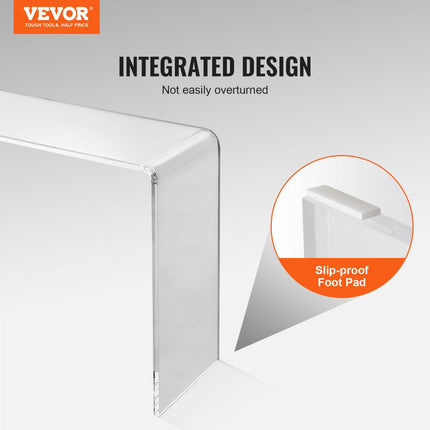 VEVOR U-vormige bijzettafel 964 x 381 x 740 mm, U-vormige acryltafel bijzettafel, transparante salontafel voor drankjes, eten, snacks, gebruikt in woonkamer, slaapkamer, studeerkamer, etc.