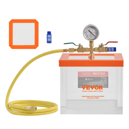VEVOR 2 gallon vacuümkamer, verbeterde multifunctionele acryl vacuümontgassingkamer, transparante vacuümkamer, voor harsontgassing, silicagelontgassing, gipsontgassing en vacuümextractie