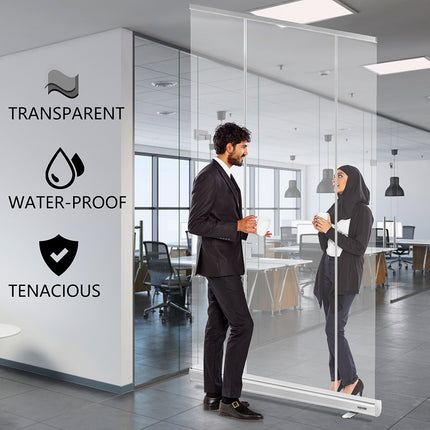 VEVOR Posterstandaard 121x200 cm vloerstaande niebescherming transparante speekselbescherming scheidingswand draagbaar oprolbare niebescherming