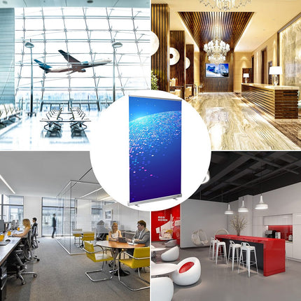 VEVOR Posterstandaard 121x200 cm vloerstaande niebescherming transparante speekselbescherming scheidingswand draagbaar oprolbare niebescherming