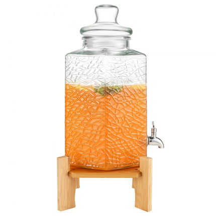 VEVOR 10L partydrankdispenser glazen sapdispenser met standaard roestvrijstalen kraan ijsthee limonade sapwaterdispenser voor restaurants hotels feesten