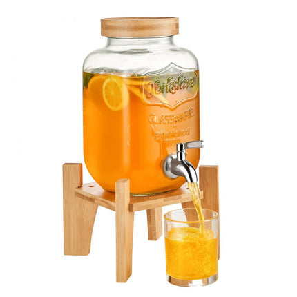 VEVOR drankdispenser, 1 gallon feestdrankdispenser, glazen sapdispenser met standaard, roestvrijstalen kraan, ijsthee limonadesapwaterdispenser, voor restaurants, hotels, feesten