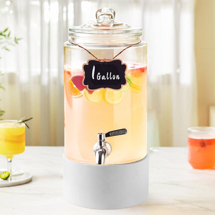 VEVOR Drankdispenser, 3,8L Partydrankdispenser, Glazen Sapdispenser met roestvrijstalen kraan, Ijsthee Limonadesapwaterdispenser, voor restaurants, hotels, feesten
