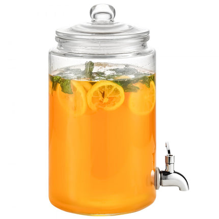 VEVOR Drankdispenser, 3,8L Partydrankdispenser, Glazen Sapdispenser met roestvrijstalen kraan, Ijsthee Limonadesapwaterdispenser, voor restaurants, hotels, feesten
