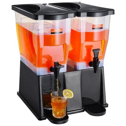 VEVOR drankdispenser, 11L x 2 partydrankdispenser, kunststof sapdispenser met staand kraandeksel, ijsthee limonadesapwaterdispenser, voor restaurants, hotels, feesten