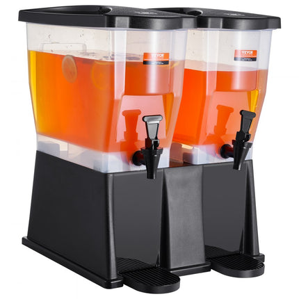 VEVOR drankdispenser, 11L x 2 partydrankdispenser, kunststof sapdispenser met staand kraandeksel, ijsthee limonadesapwaterdispenser, voor restaurants, hotels, feesten