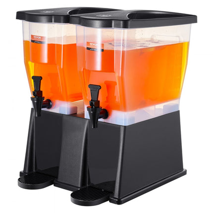 VEVOR drankdispenser, 11L x 2 partydrankdispenser, kunststof sapdispenser met staand kraandeksel, ijsthee limonadesapwaterdispenser, voor restaurants, hotels, feesten
