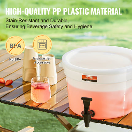 VEVOR drankdispenser, 11L partydrankdispenser, kunststof sapdispenser met kraan en deksel, ijsthee limonadesapwaterdispenser, voor restaurants, hotels, feesten, 2 stuks