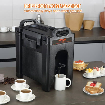 VEVOR Dispenser voor warme en koude dranken Drankendispenser 9,5 L, LDPE Heet- en koudwaterfontein Grote drankendispenser met kraan voor koffie, koude melk, water, sap etc. Geïsoleerde kan 1-2 personen