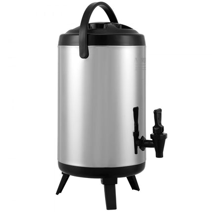 VEVOR Dispenser voor warme en koude dranken Drankendispenser 7,6 L RVS Warm- en koudwaterfontein Drankendispenser met kraan en draaggreep voor koffie, water en sap Geïsoleerde kan voor cafés, bars
