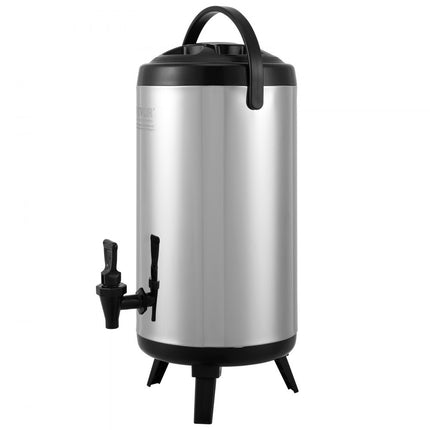 VEVOR warme en koude drankendispenser drankendispenser 9,2 l roestvrij staal warm- en koudwaterfontein grote drankendispenser met tapkraan en draaggreep voor koffie, water, sap, geïsoleerde kan voor cafés, bars