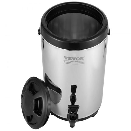 VEVOR warme en koude drankendispenser drankendispenser 9,2 l roestvrij staal warm- en koudwaterfontein grote drankendispenser met tapkraan en draaggreep voor koffie, water, sap, geïsoleerde kan voor cafés, bars