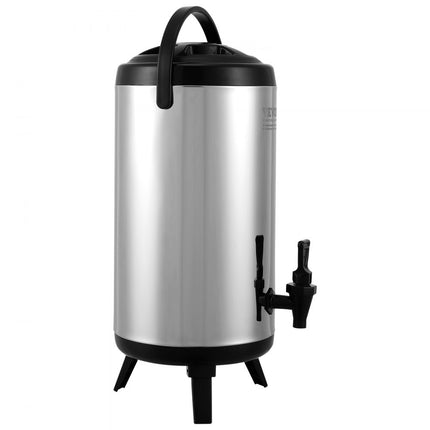 VEVOR warme en koude drankendispenser drankendispenser 9,2 l roestvrij staal warm- en koudwaterfontein grote drankendispenser met tapkraan en draaggreep voor koffie, water, sap, geïsoleerde kan voor cafés, bars