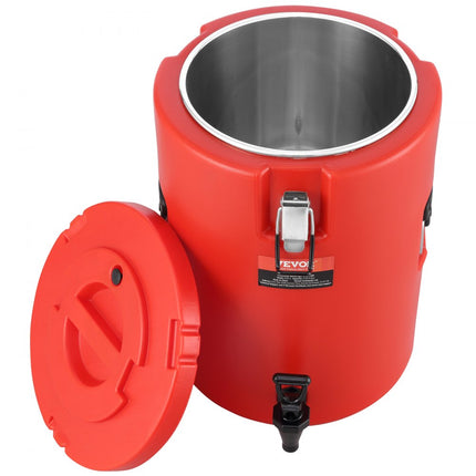 VEVOR warme en koude drankendispenser drankendispenser 17,2 l roestvrij staal warm- en koudwaterfontein grote drankendispenser met kraan voor koffie, koude melk, water, sap etc. ronde isoleerkan