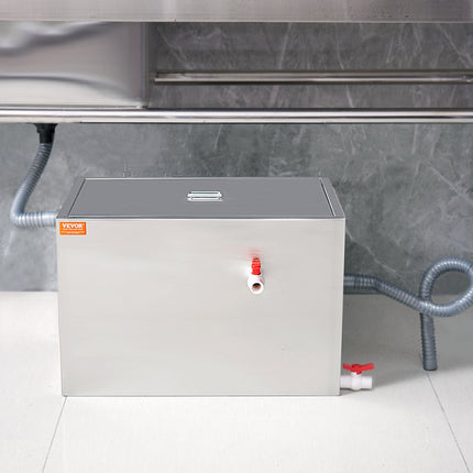 VEVOR commerciële vetafscheider, 40 lbs vetafscheider, zij-inlaatafscheider, roestvrijstalen onder gootsteen vetafscheider, 9,96 GPM / min afvalwaterolie-waterafscheider, voor restaurant etc.