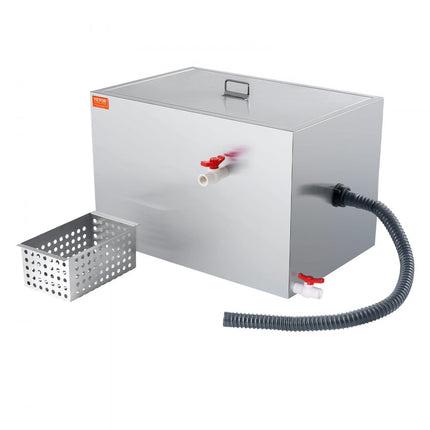 VEVOR commerciële vetafscheider, 40 lbs vetafscheider, zij-inlaatafscheider, roestvrijstalen onder gootsteen vetafscheider, 9,96 GPM / min afvalwaterolie-waterafscheider, voor restaurant etc.