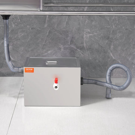 VEVOR commerciële vetafscheider, 8 lbs vetafscheider, zij-inlaatafscheider, roestvrijstalen onder gootsteen vetafscheider, 2,8 GPM afvalwaterolie-waterafscheider, voor restaurant etc.