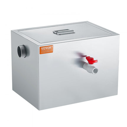 VEVOR commerciële vetafscheider, 8 lbs vetafscheider, zij-inlaatafscheider, roestvrijstalen onder gootsteen vetafscheider, 2,8 GPM afvalwaterolie-waterafscheider, voor restaurant etc.