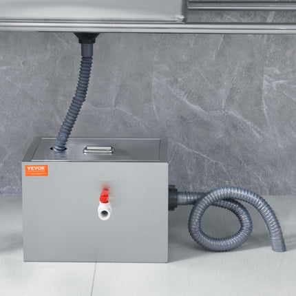 VEVOR commerciële vetafscheider, 8 lbs vetafscheider, boveninlaatafscheider, roestvrijstalen vetafscheider onder de gootsteen, 2,78 GPM afvalwaterolie-waterafscheider, voor restaurant, kantine, enz.