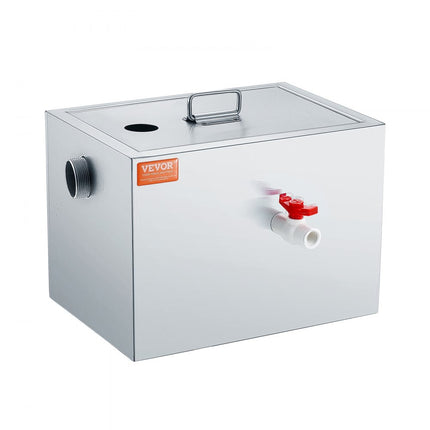 VEVOR commerciële vetafscheider, 8 lbs vetafscheider, boveninlaatafscheider, roestvrijstalen vetafscheider onder de gootsteen, 2,78 GPM afvalwaterolie-waterafscheider, voor restaurant, kantine, enz.