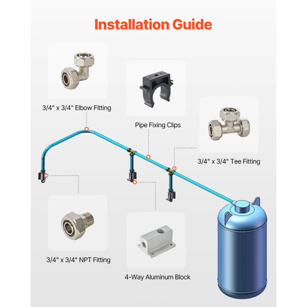 VEVOR luchtcompressorleidingset 3/4" x 300ft HDPE/aluminium luchtleidingsysteem blauw