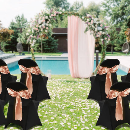 VEVOR stoelhoezen gemaakt van elastisch spandex voor klapstoelen, universeel passende stoelhoezen, afneembare en wasbare hoezen, voor bruiloften, feestdagen (pak van 100, zwart)