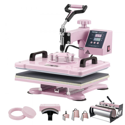 VEVOR Warmtepers Transferpers 30x38cm 8 in 1 Tumbler Press T-shirts Roze