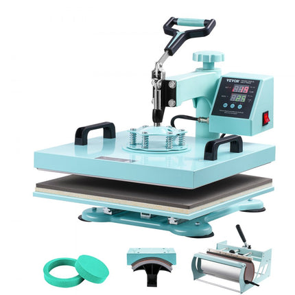 VEVOR Warmtepers Transferpers 38x38cm 5 in 1 Tumbler Press T-shirts Groen