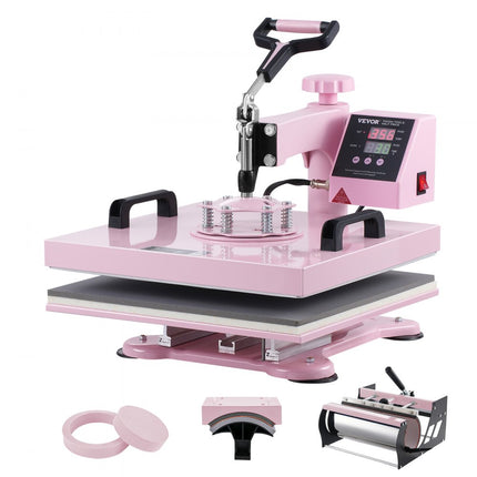 VEVOR Warmtepers Transferpers 38x38cm 5 in 1 Tumbler Press T-shirts Roze