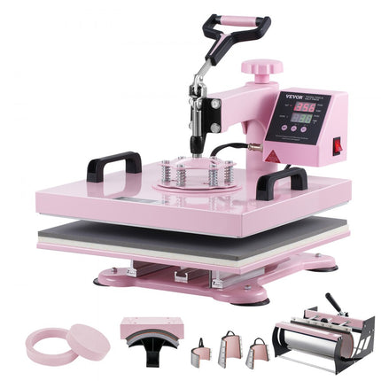 VEVOR Warmtepers Transferpers 38x38cm 8 in 1 Tumbler Press T-shirts Roze