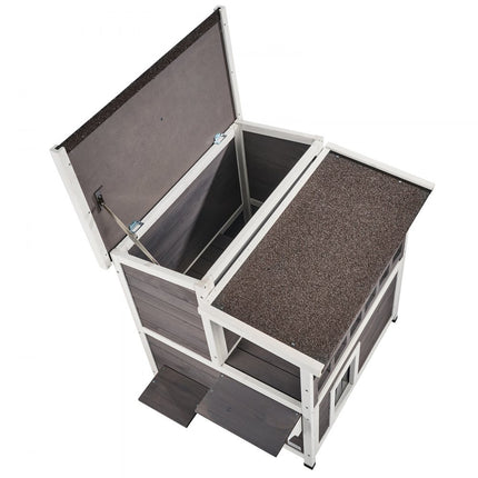 VEVOR Kattenhuis Cat Cave Kattenhut Hout Buiten 2-laags 750x751x820mm