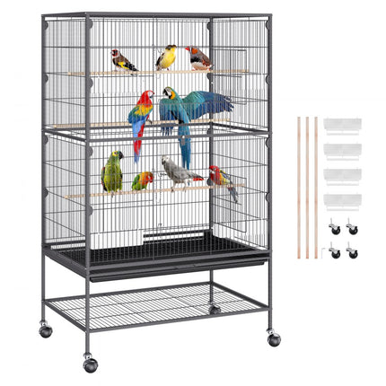 VEVOR vogelvolière 79x51x132cm vogelkooi gemaakt van Q195 koolstofstaal vogelhuis geschikt voor 2-3 middelgrote tot grote vogels volière met slot Bird Home Bird Builder