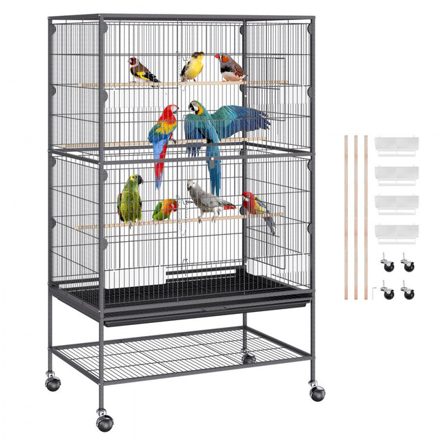 VEVOR vogelvolière 79x51x132cm vogelkooi gemaakt van Q195 koolstofstaal vogelhuis geschikt voor 2-3 middelgrote tot grote vogels volière met slot Bird Home Bird Builder