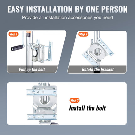 VEVOR aanhangerkrik, boottrailerkrik 907 kg, opschroefbare aanhangerkrik, met PP-wiel en handgreep voor het heffen van camperaanhangers, paardentrailers, bedrijfswagenaanhangers en jachtaanhangers