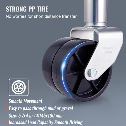 VEVOR aanhangerkrik, boottrailerkrik 907 kg, opschroefbare aanhangerkrik, met PP-wiel en handgreep voor het heffen van camperaanhangers, paardentrailers, bedrijfswagenaanhangers en jachtaanhangers