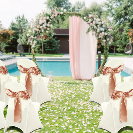 VEVOR stoelhoezen voor klapstoelen gemaakt van elastisch spandex, universele pasvorm stoelhoes, afneembare en wasbare hoezen, voor bruiloften, feesten, dineren (pak van 50, ivoorwit)