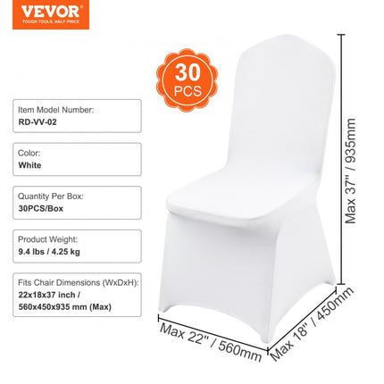 VEVOR 30 stuks stoelhoezen van elastisch spandex voor klapstoelen, universele stoelhoes, afneembare en wasbare hoezen, voor bruiloften, feestdagen, banketten, feesten, feesten, dineren