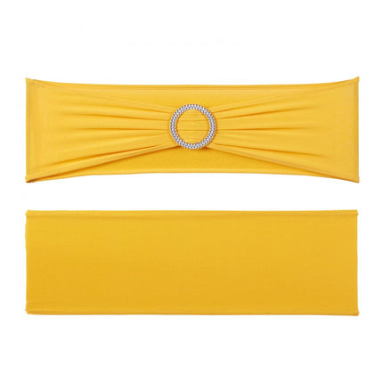 VEVOR stretch spandex stoelsjerpen, stoelhoezen en stretch stoelsjerpen met ronde gesp, elastische stoelbanden, bijpassende stoeldecoratie voor bruiloften, feestdagen (50 stuks, goudgeel)