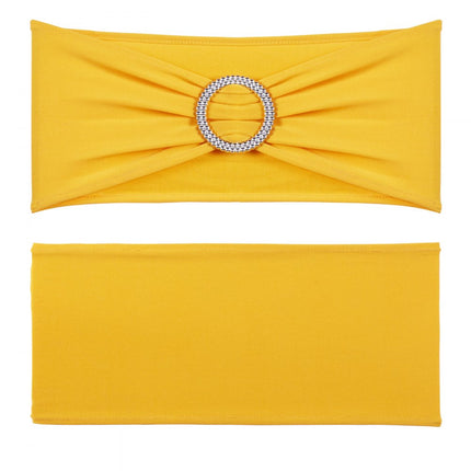 VEVOR stretch spandex stoelsjerpen, stoelhoezen en stretch stoelsjerpen met ronde gesp, elastische stoelbanden, bijpassende stoeldecoratie voor bruiloften, feestdagen (50 stuks, goudgeel)