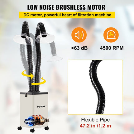 VEVOR Lasrookafzuiger Soldeer Damp Absorber Afzuigkap 150 W met 3-trapsfilters