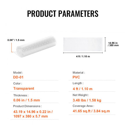 VEVOR huisdiertapijtbeschermer 15' x 4' krasbestendig krasstopper PVC