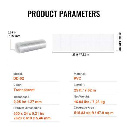 VEVOR Tapijtbeschermer Huisdieren 61 x 7,6 m Krasbestendige Krasstopper PVC