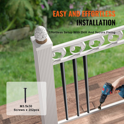 VEVOR Metalen trapbalusters 19x19x810mm lange decoratieve aluminium balustrades 101 stuks dekbalusters met schroeven Klassieke holle terrasleuning