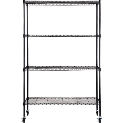 VEVOR Opbergrek met wielen, 4 niveaus verstelbaar, 700 lbs capaciteit, zware garageplanken, metalen organizer, draadplank, zwart 120x45x188 cm voor keuken, bijkeuken, kelder, badkamer