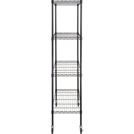 VEVOR Opbergrek met wielen, 4 niveaus verstelbaar, 700 lbs capaciteit, zware garageplanken, metalen organizer, draadplank, zwart 120x45x188 cm voor keuken, bijkeuken, kelder, badkamer